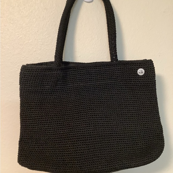 The Sak black woven crochet double handle tote bag - Picture 6 of 6